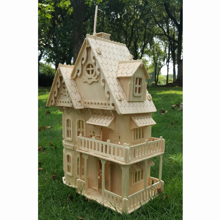 DIY Dollhouse Villa Model – Wooden 3D Puzzle House & Miniature Building Kit