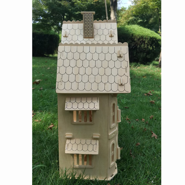 DIY Dollhouse Villa Model – Wooden 3D Puzzle House & Miniature Building Kit