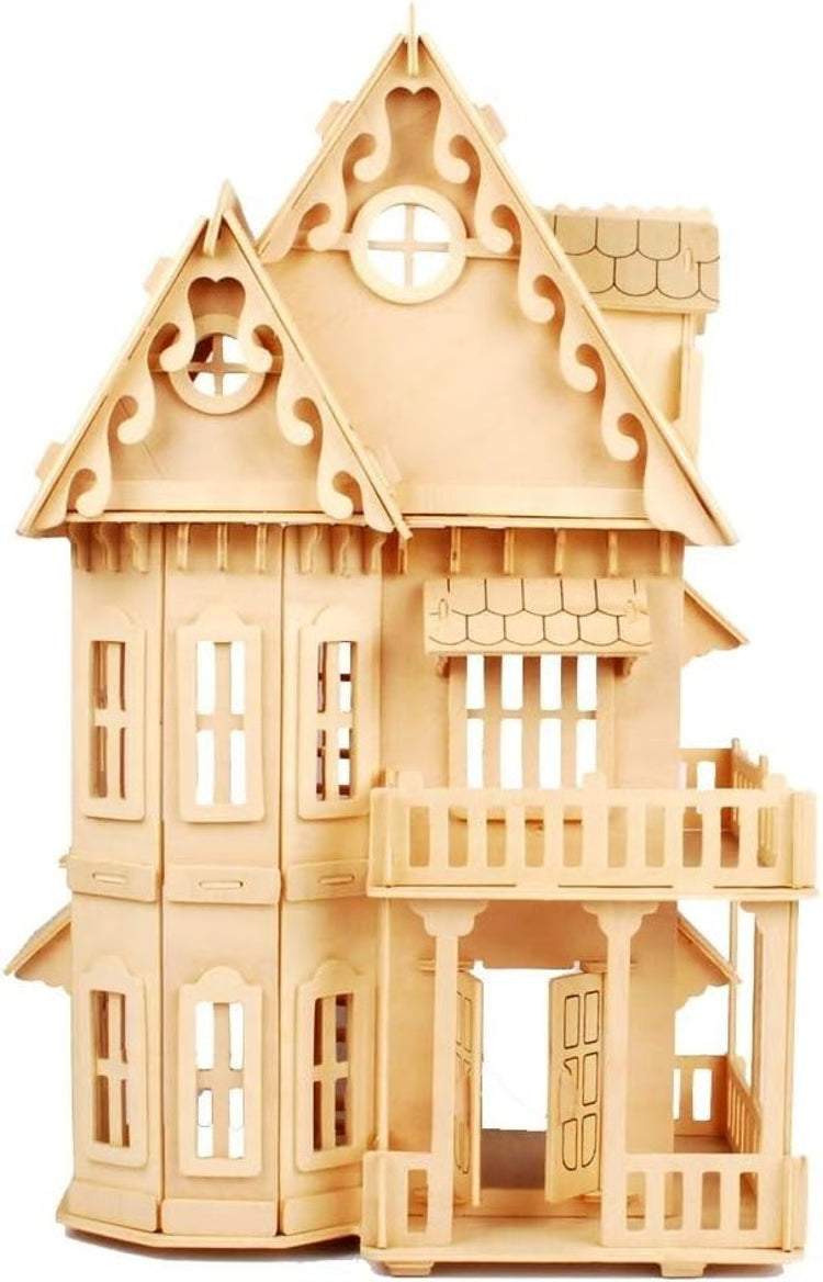 DIY Dollhouse Villa Model – Wooden 3D Puzzle House & Miniature Building Kit