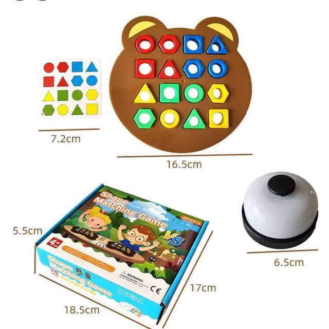Little Bear Geometry Matching Puzzle, Montessori Education Block Game for Kids & Parents