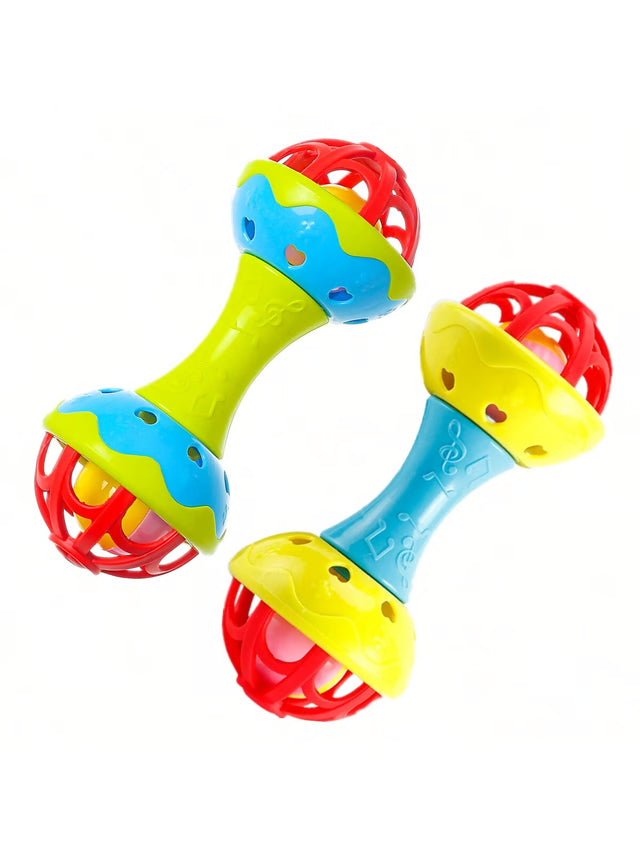Hand Rattles Soothing, Toddler Double-Headed Rattle Toys, Baby Grip Nibbling Toys